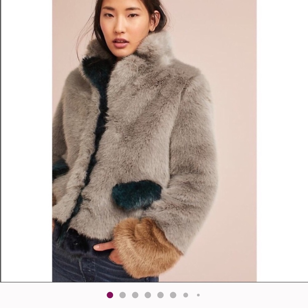 Anthro Petite XS Faux Fur Jacket